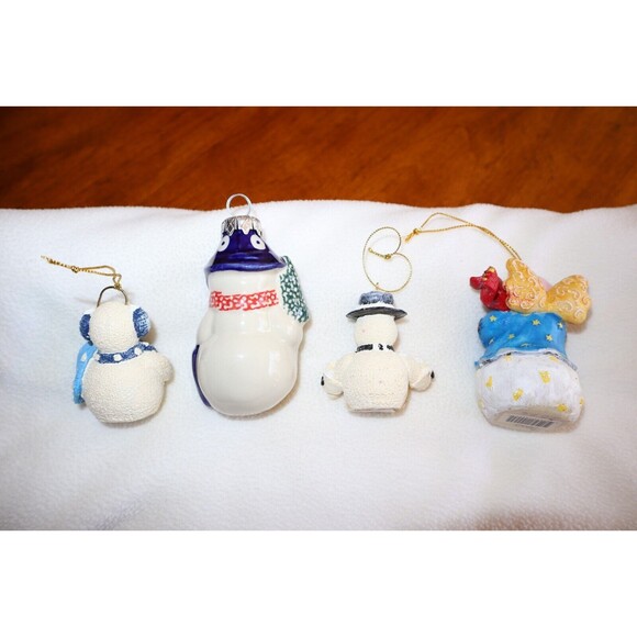 Polish Pottery Andy Decorated Snowman Christmas Tree Ornament Plus 3 Snowmen - Picture 3 of 11